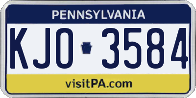 PA license plate KJO3584