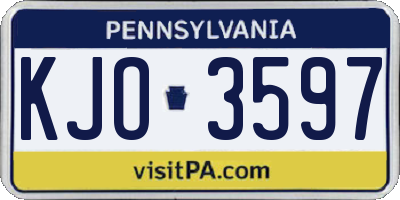 PA license plate KJO3597