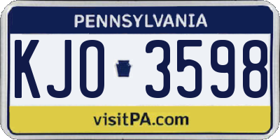PA license plate KJO3598