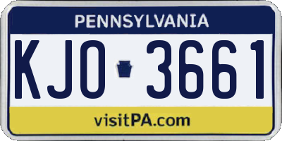 PA license plate KJO3661