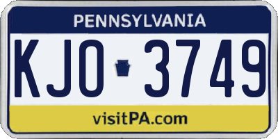 PA license plate KJO3749