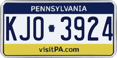 PA license plate KJO3924