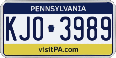 PA license plate KJO3989