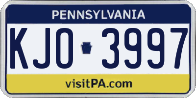 PA license plate KJO3997