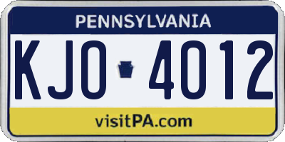 PA license plate KJO4012