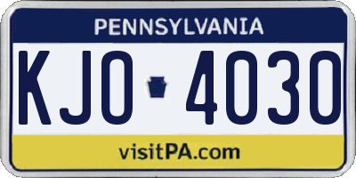 PA license plate KJO4030