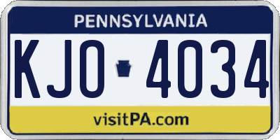 PA license plate KJO4034