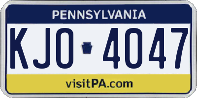 PA license plate KJO4047