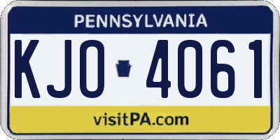 PA license plate KJO4061