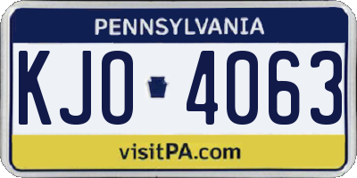PA license plate KJO4063