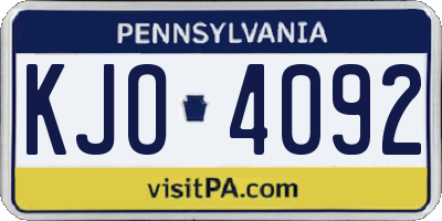 PA license plate KJO4092