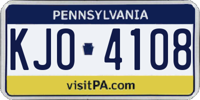 PA license plate KJO4108