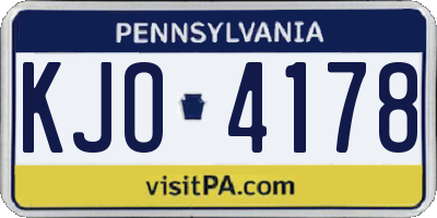 PA license plate KJO4178