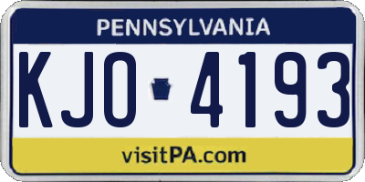 PA license plate KJO4193
