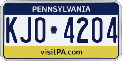 PA license plate KJO4204