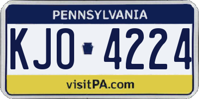 PA license plate KJO4224