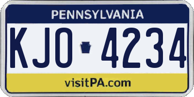 PA license plate KJO4234