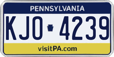 PA license plate KJO4239