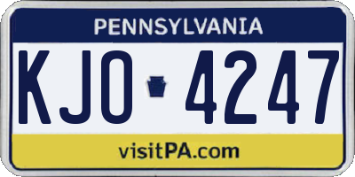 PA license plate KJO4247