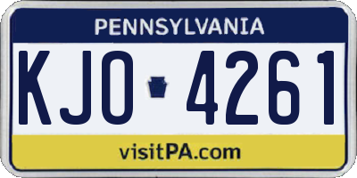 PA license plate KJO4261