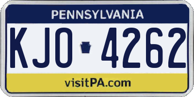 PA license plate KJO4262