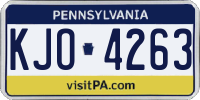 PA license plate KJO4263