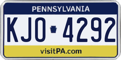 PA license plate KJO4292