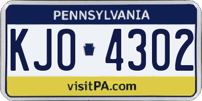 PA license plate KJO4302