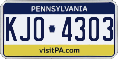 PA license plate KJO4303