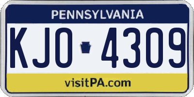 PA license plate KJO4309