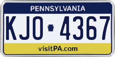 PA license plate KJO4367