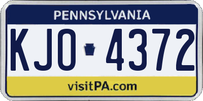 PA license plate KJO4372