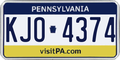 PA license plate KJO4374