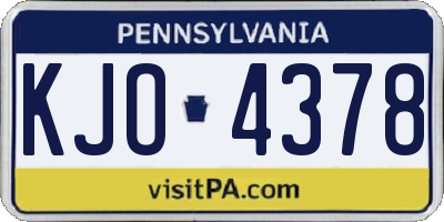 PA license plate KJO4378