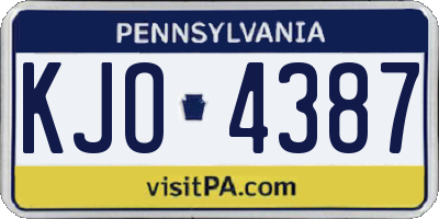 PA license plate KJO4387