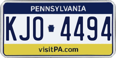 PA license plate KJO4494