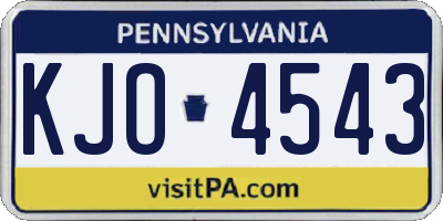 PA license plate KJO4543