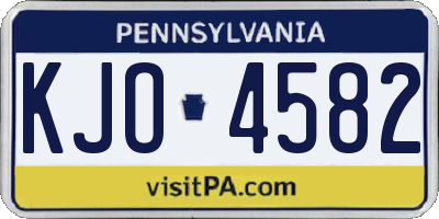 PA license plate KJO4582