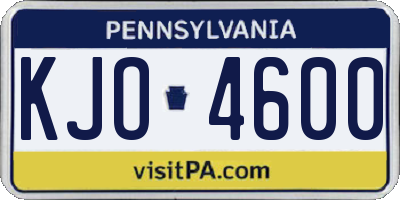 PA license plate KJO4600