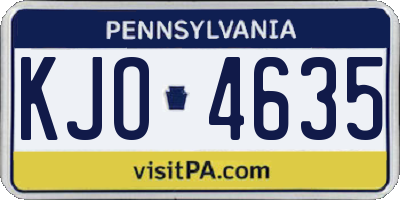 PA license plate KJO4635