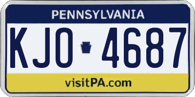 PA license plate KJO4687