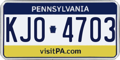 PA license plate KJO4703