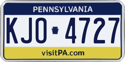 PA license plate KJO4727