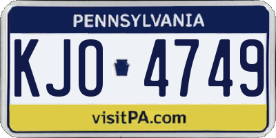 PA license plate KJO4749