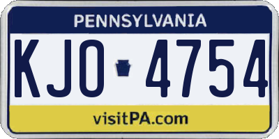 PA license plate KJO4754