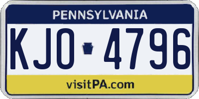 PA license plate KJO4796
