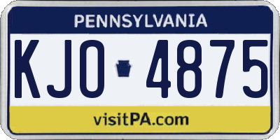 PA license plate KJO4875