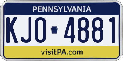 PA license plate KJO4881