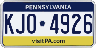 PA license plate KJO4926