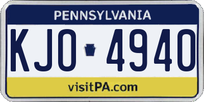 PA license plate KJO4940